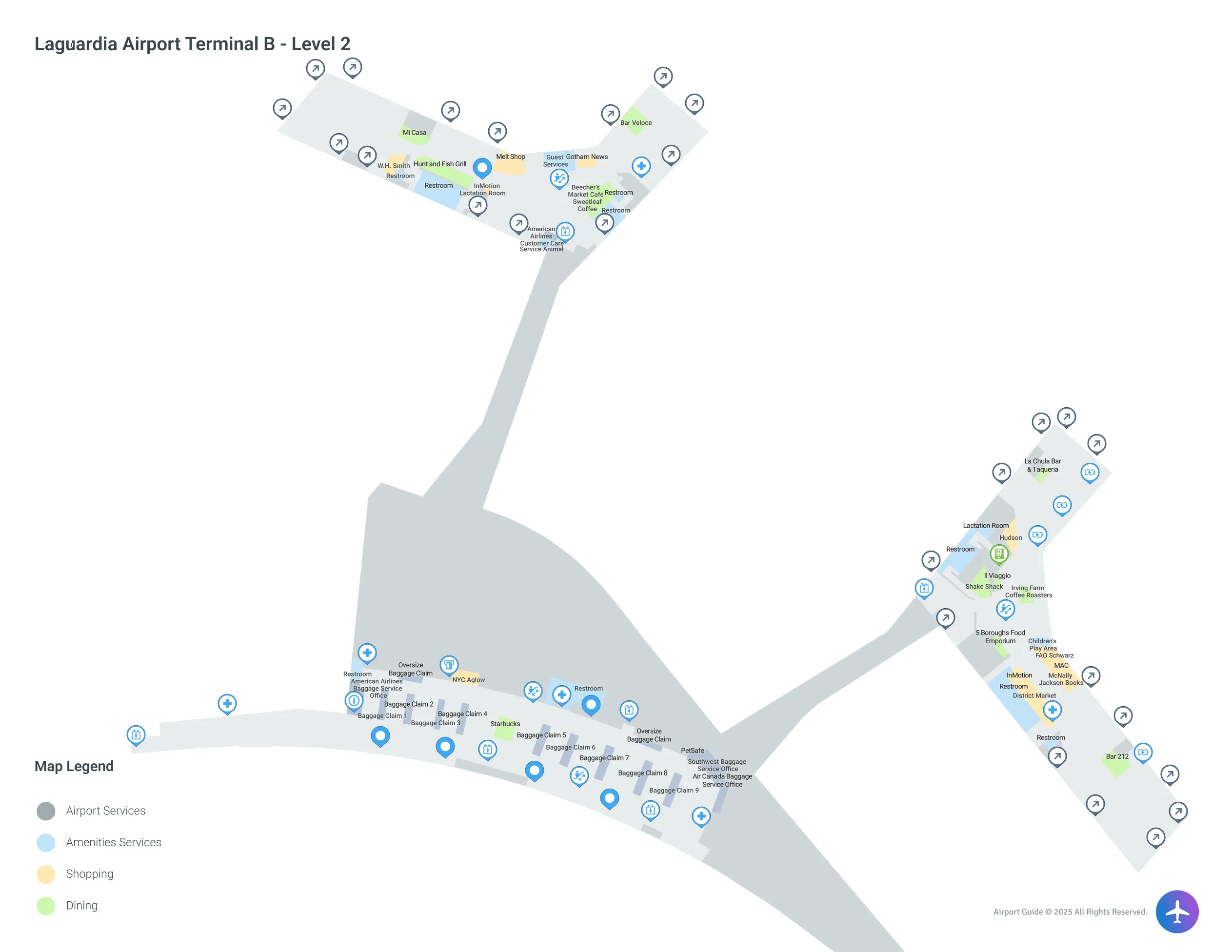 LGA Terminal B Level 2 map