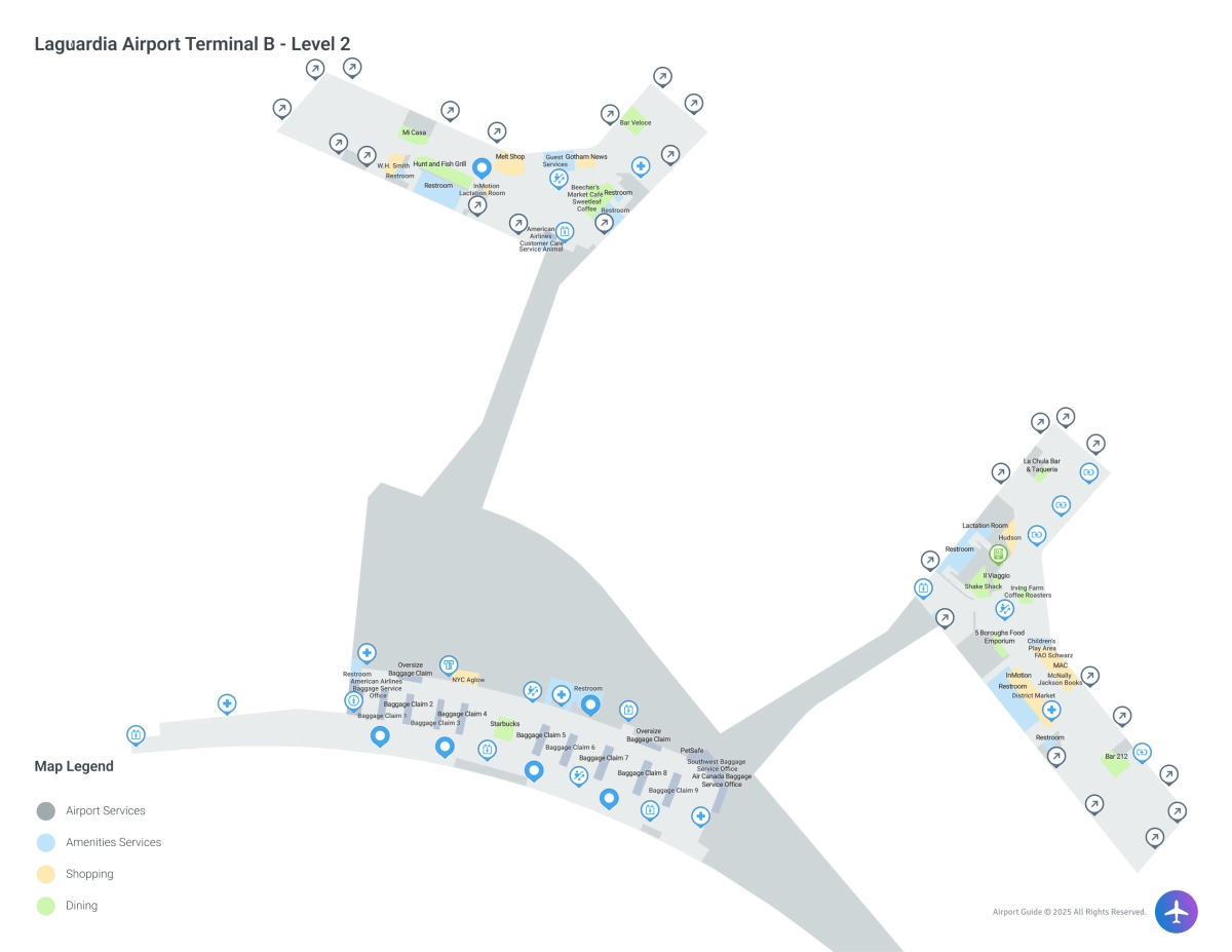 LGA Terminal B Level 2 map