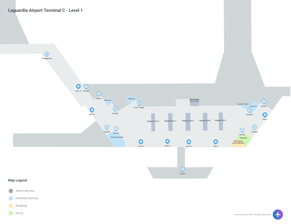 LGA Terminal C Level 1 map