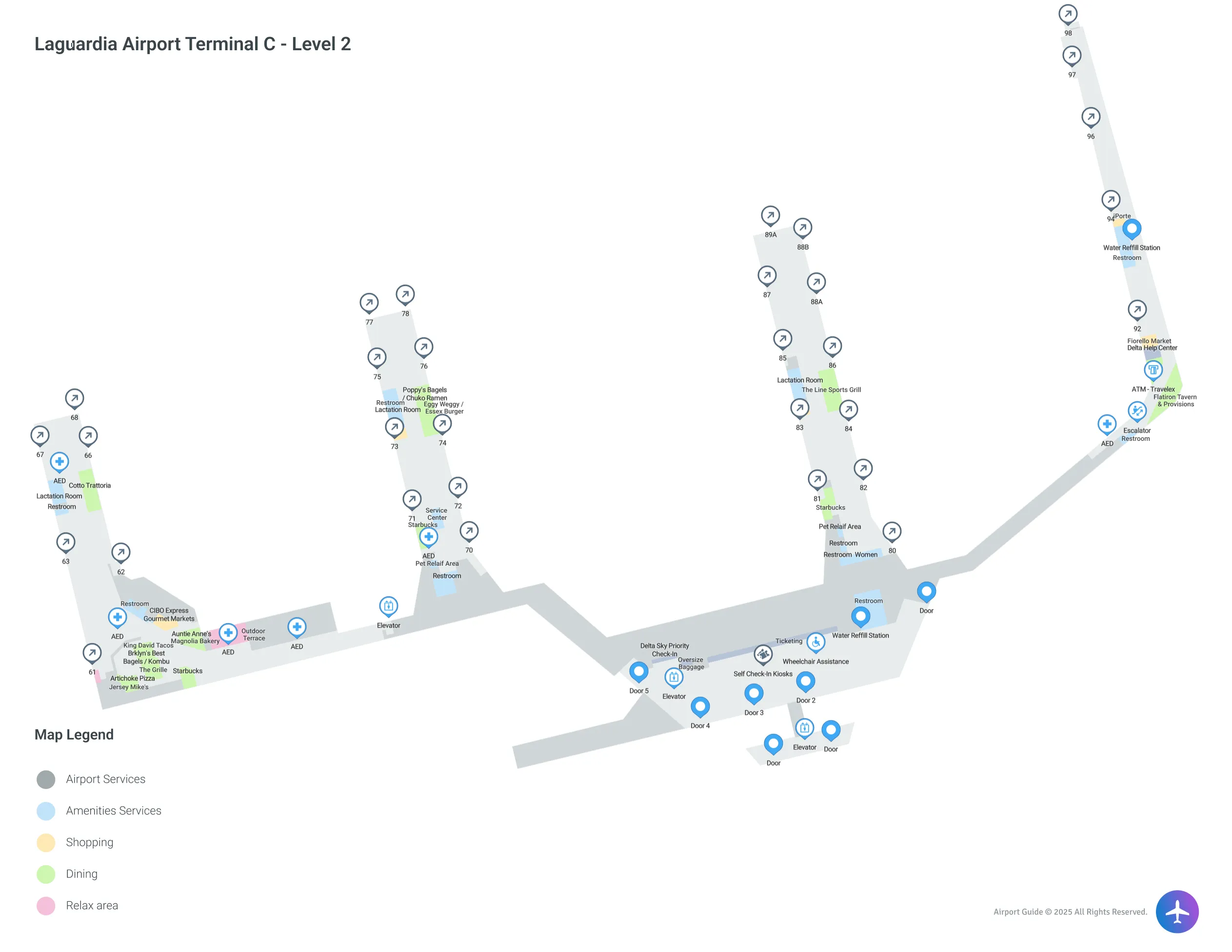 LGA Terminal C Level 2 map