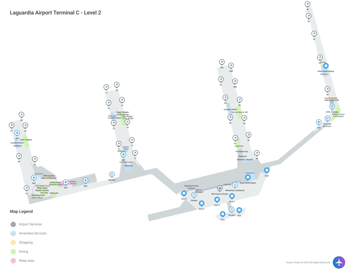 LGA Terminal C Level 2 map