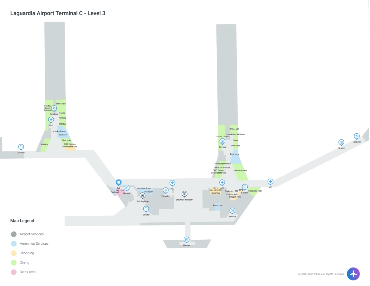LGA Terminal C Level 3 map