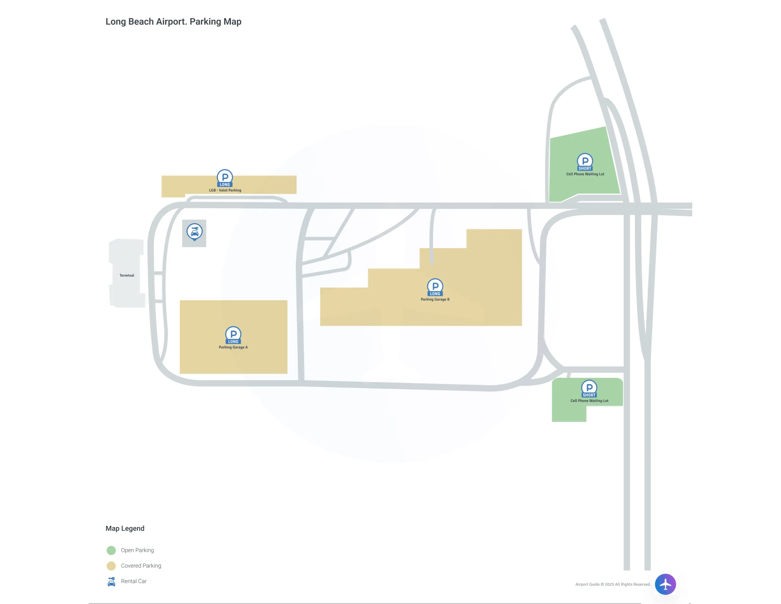 Long Beach Airport-Daugherty Field (LGB) Parking Map
