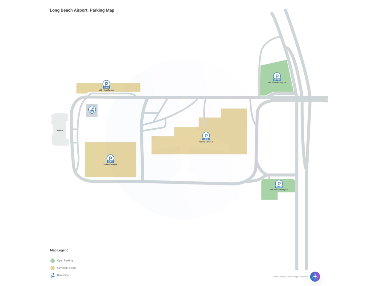 Long Beach Airport-Daugherty Field (LGB) Parking Map