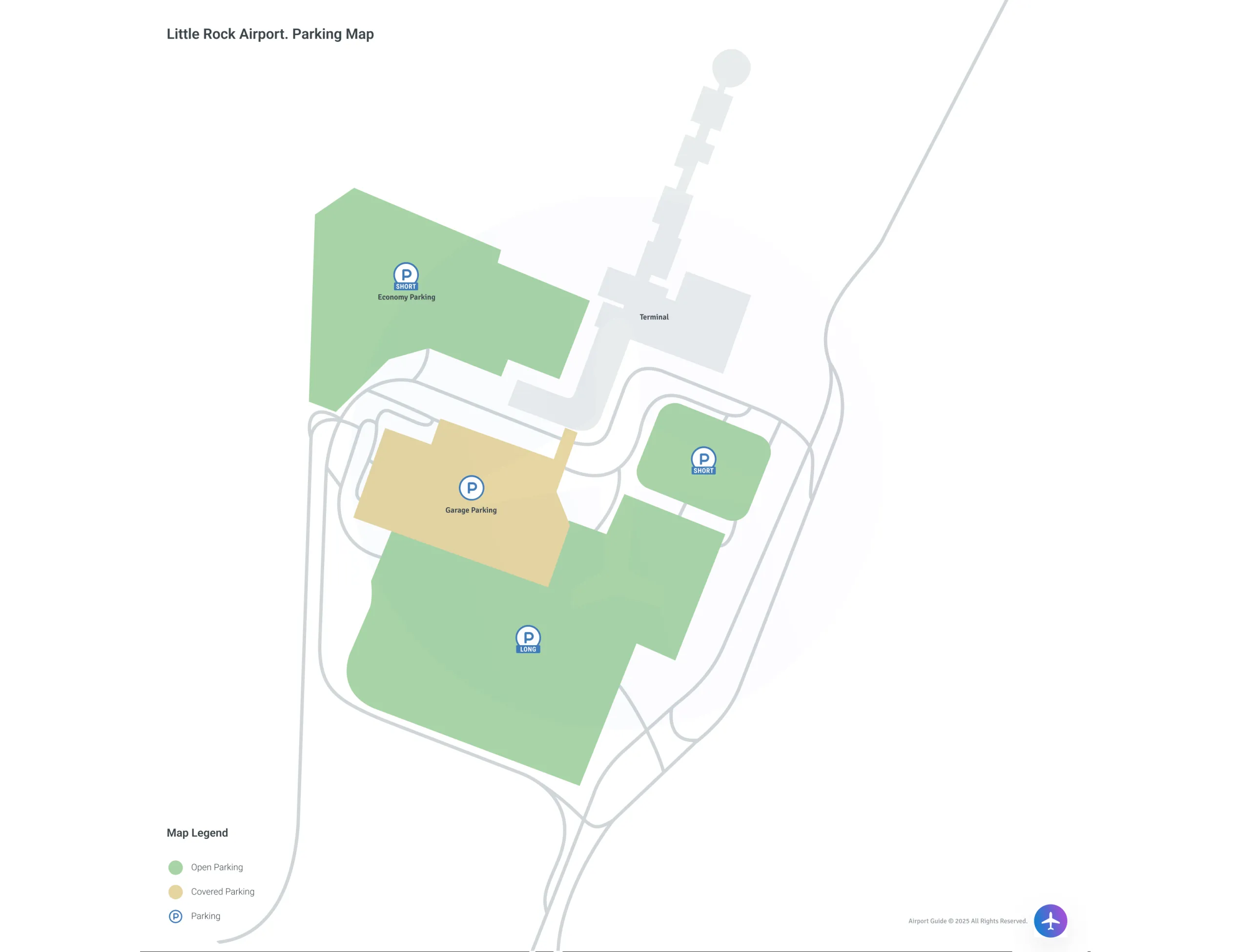 Bill and Hillary Clinton National Airport-Adams Field (LIT) Parking Map