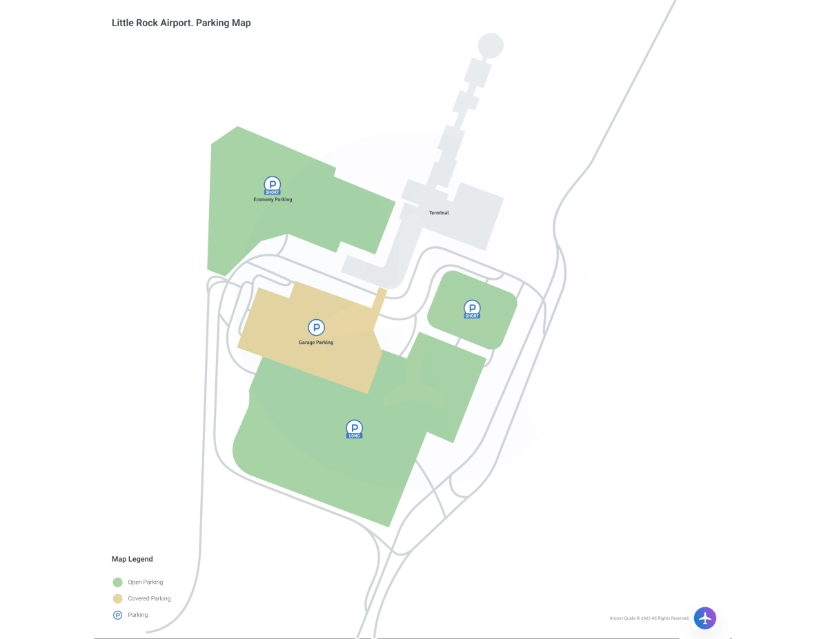 Bill and Hillary Clinton National Airport-Adams Field (LIT) Parking Map