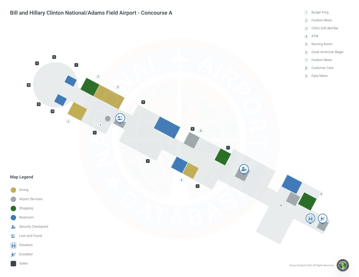 Little Rock Airport LIT | Terminal 1/Concourse A Map