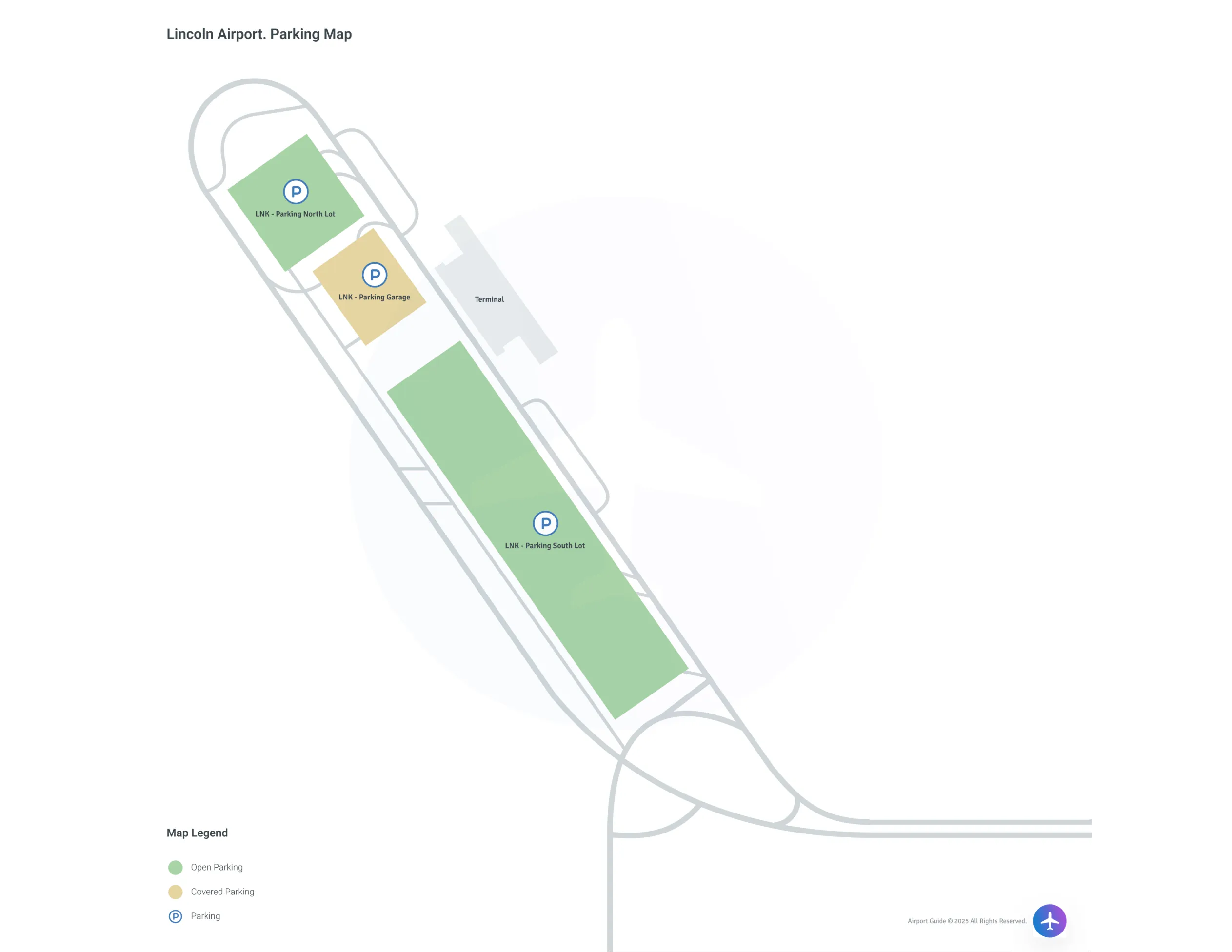 Lincoln Airport Nebraska (LNK) Parking Map