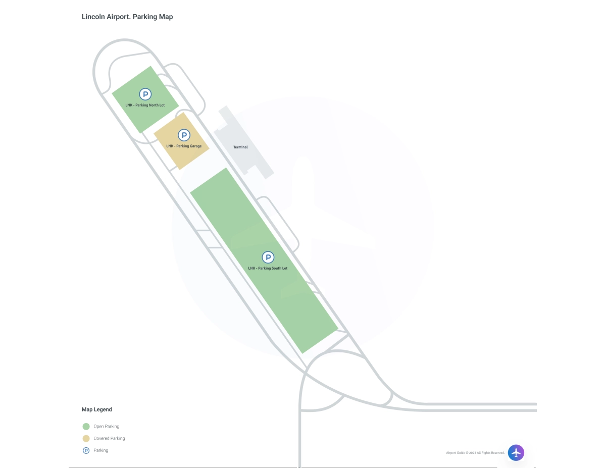 Lincoln Airport Nebraska (LNK) Parking Map