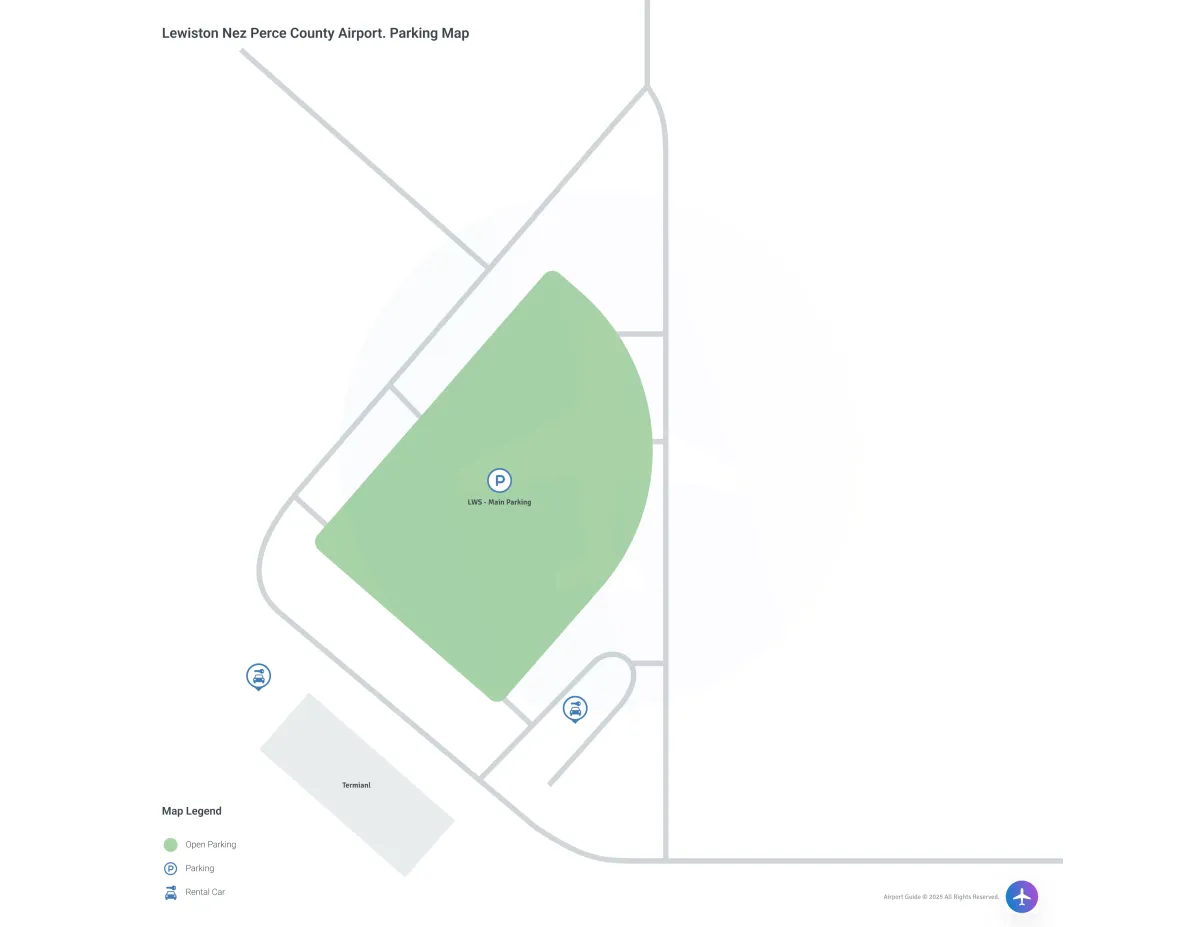 Lewiston-Nez Perce County Airport (LWS) Parking Map