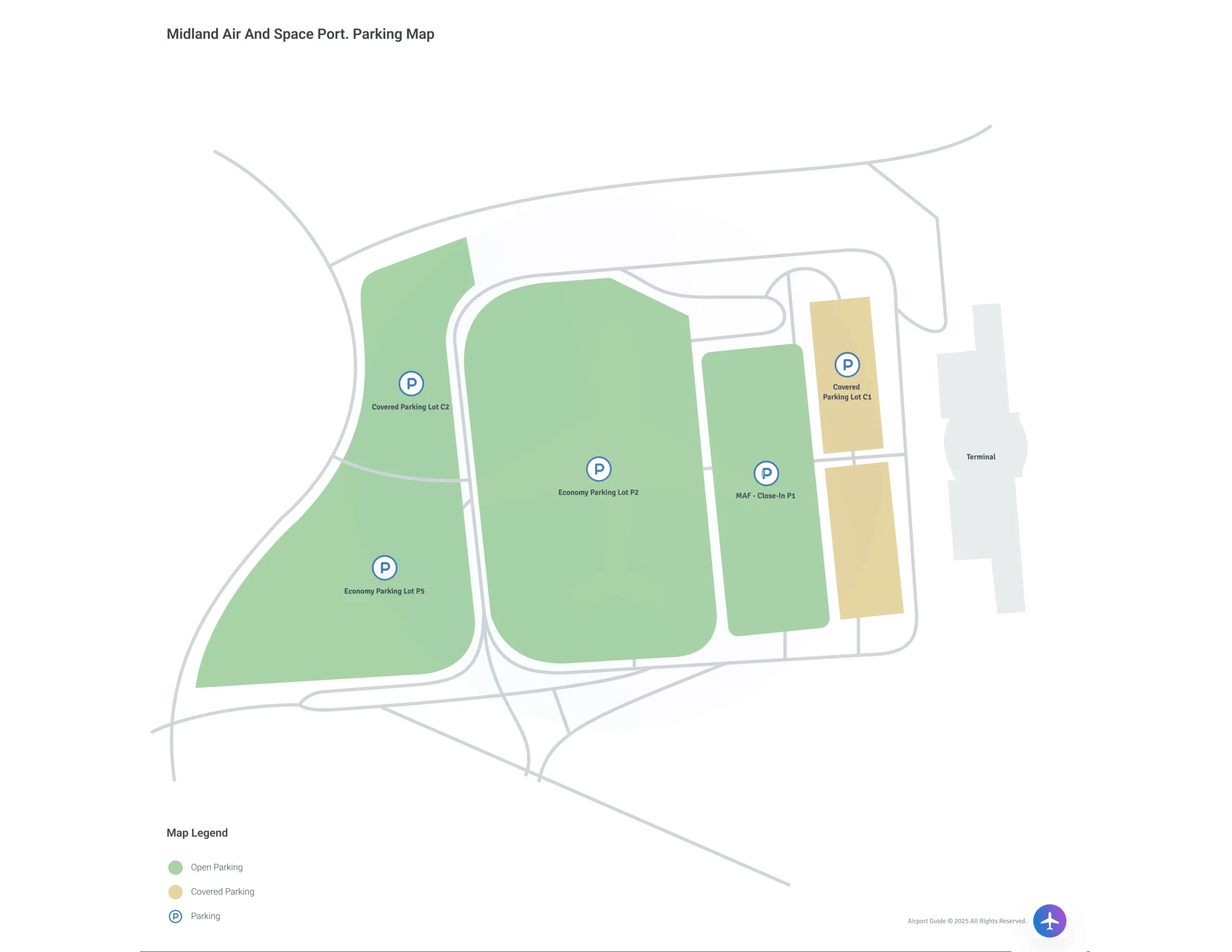 Midland International Air And Space Port (MAF) Parking Map