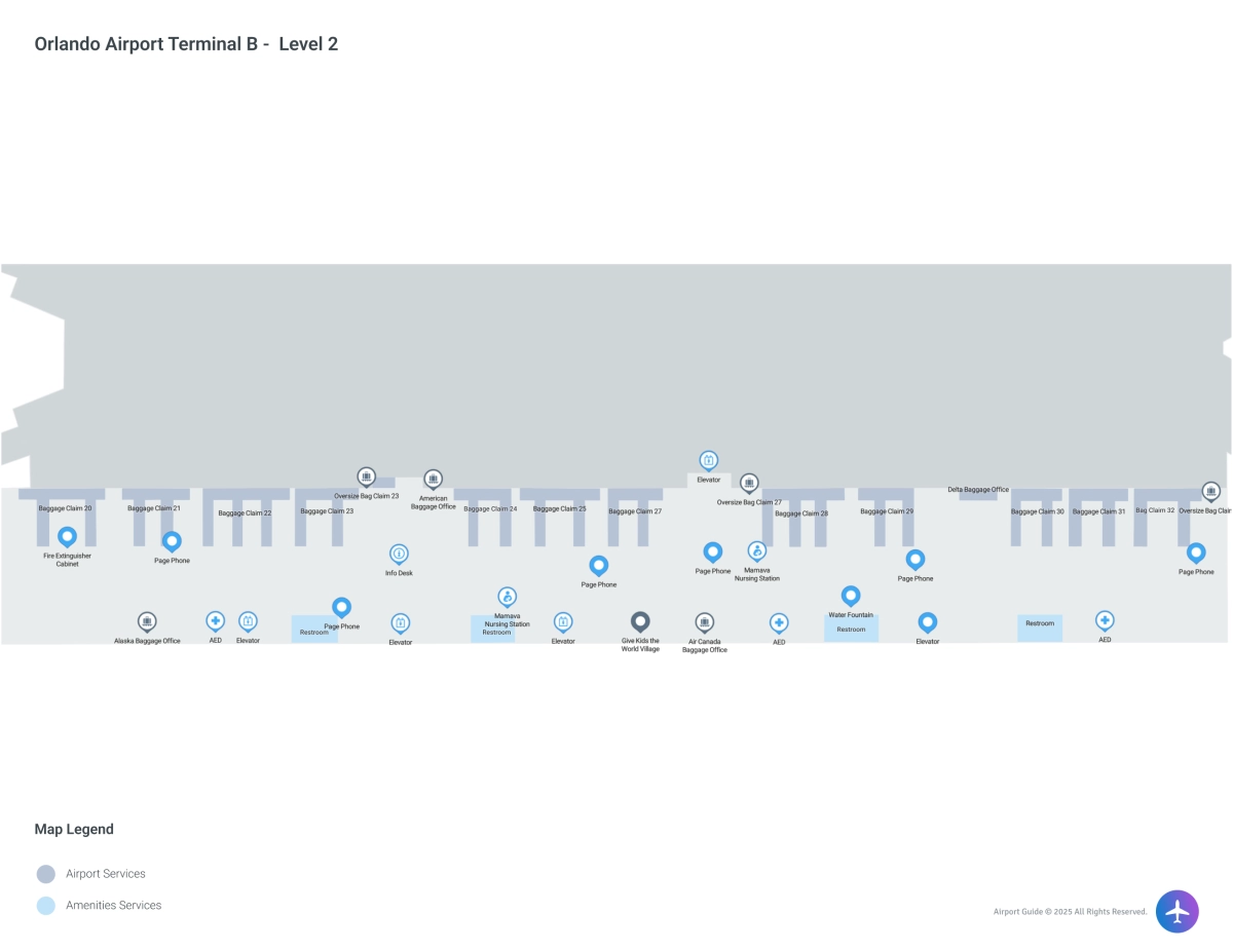 MCO Terminal B / Level 2 Map