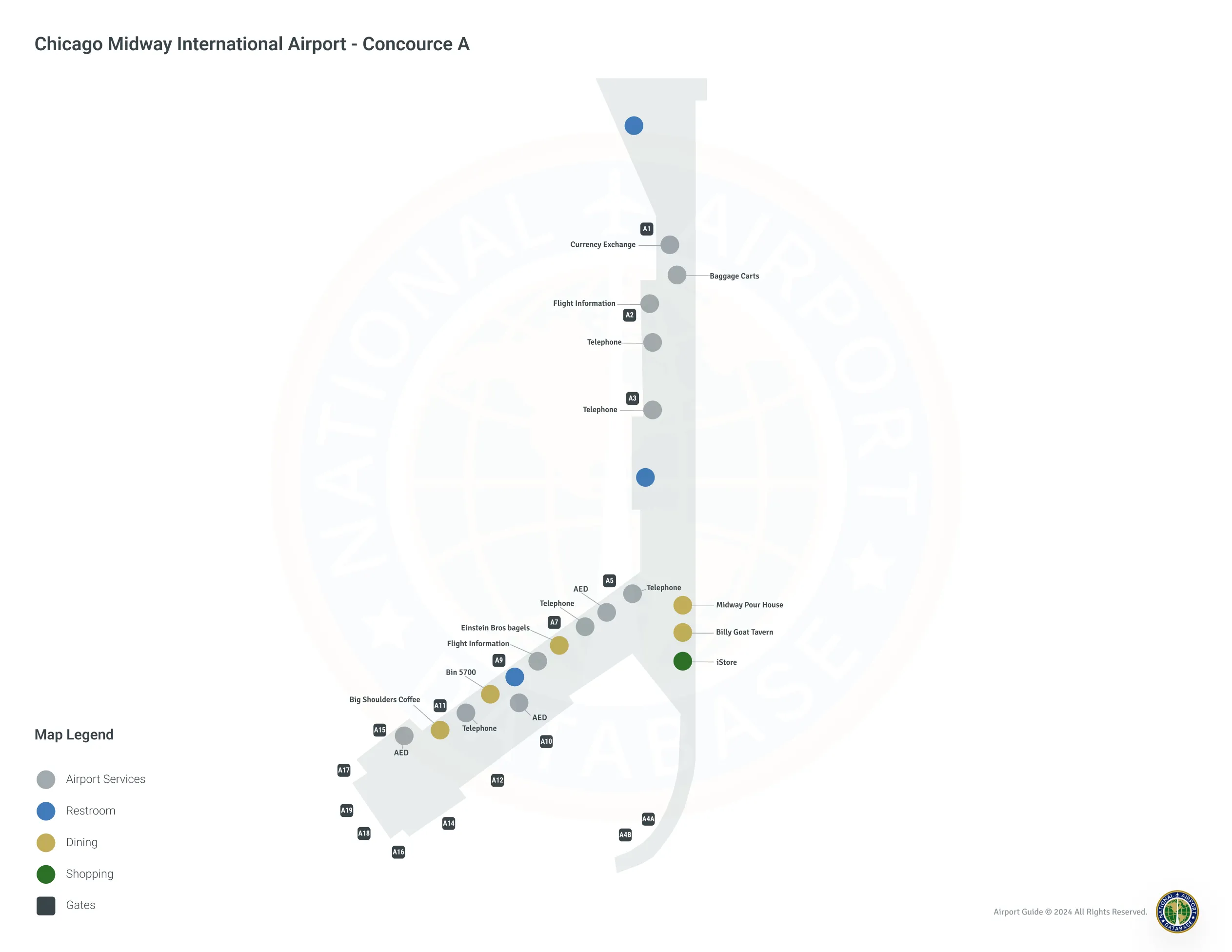 MDW Concourse A Level 1 map