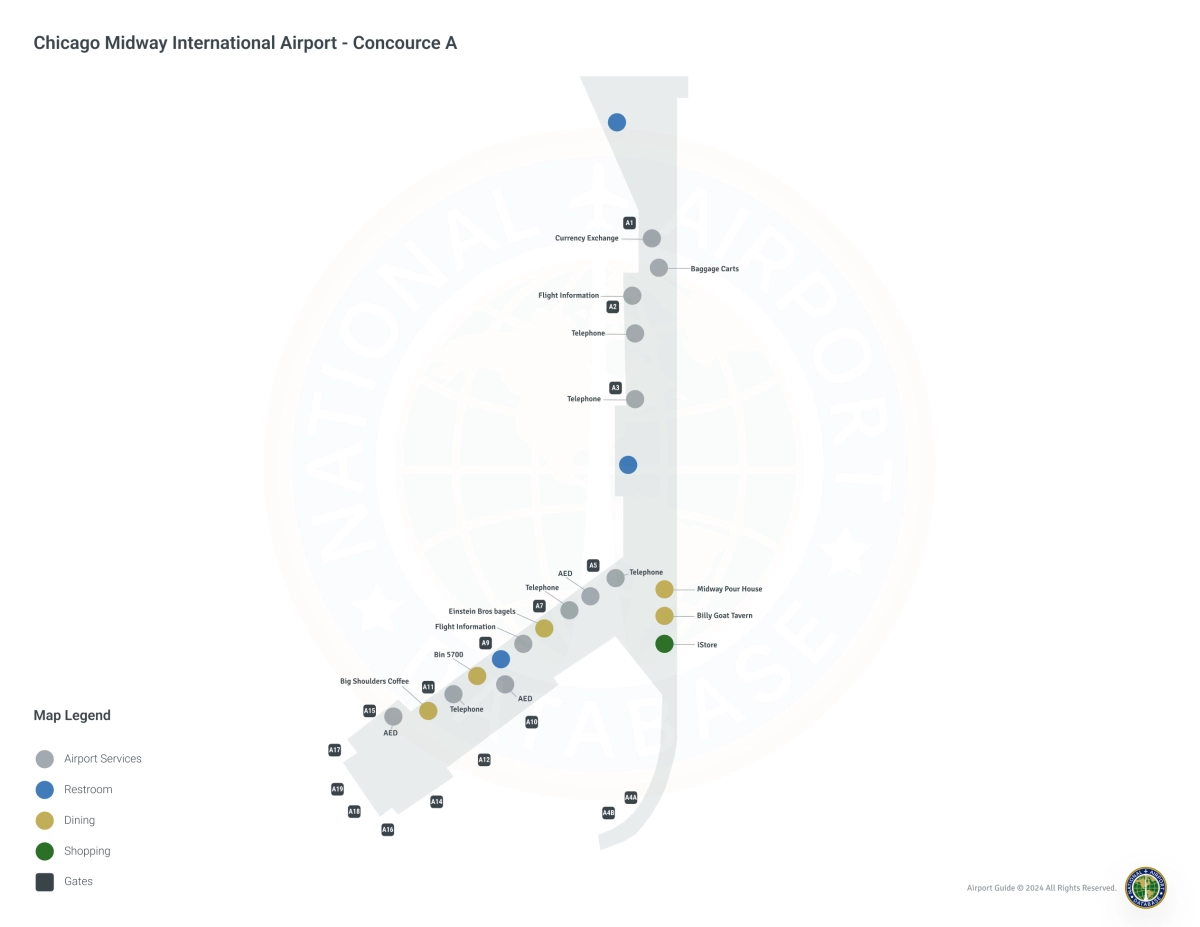 MDW Concourse A Level 1 map