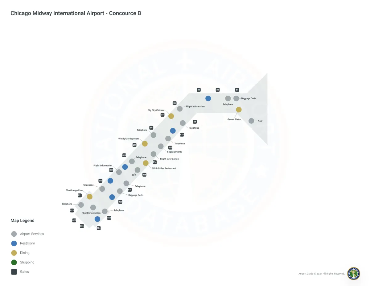 MDW Concourse B / Level 1 Map
