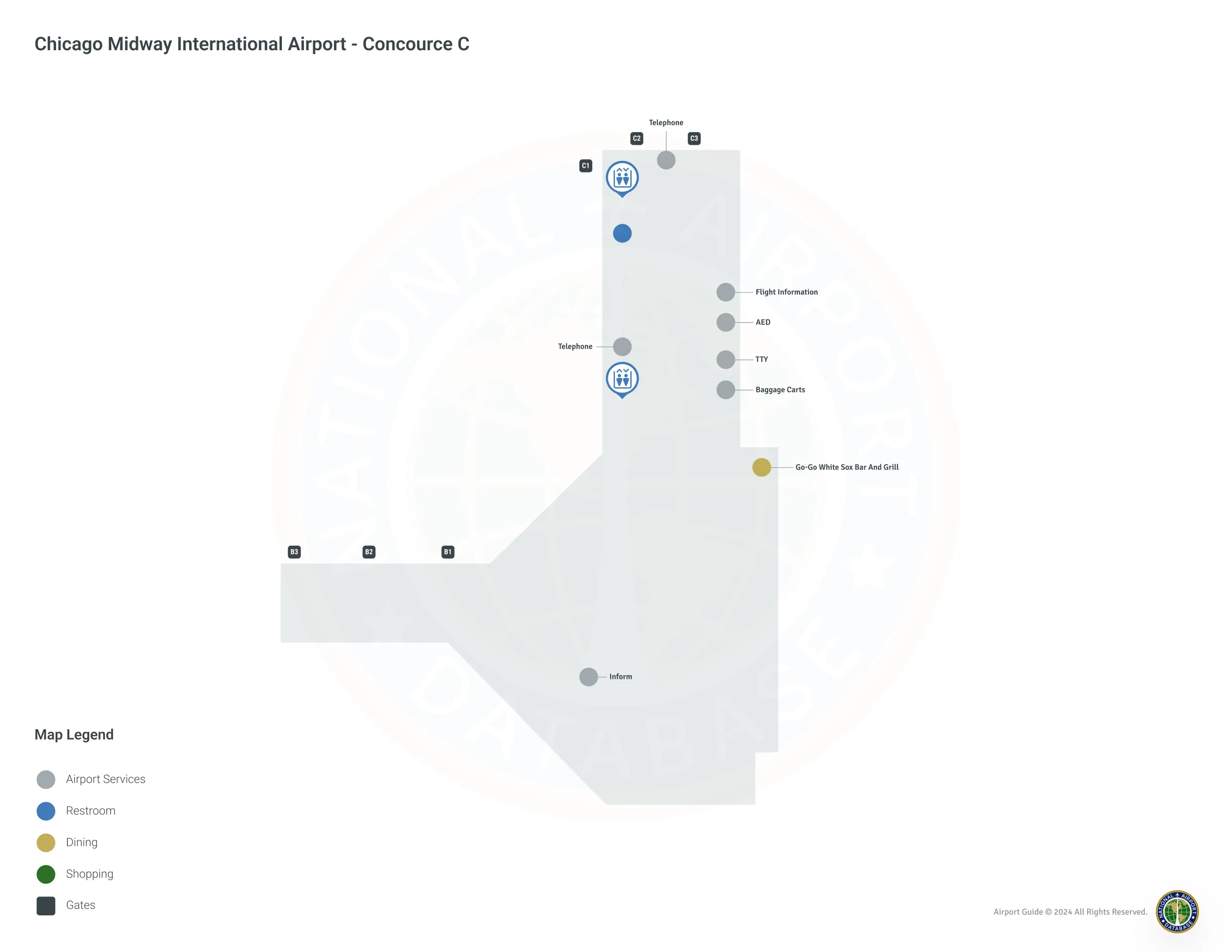 MDW Concourse C Level 1 map
