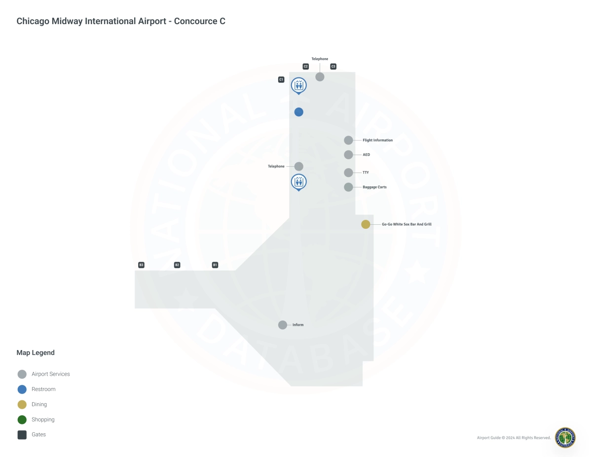 MDW Concourse C Level 1 map