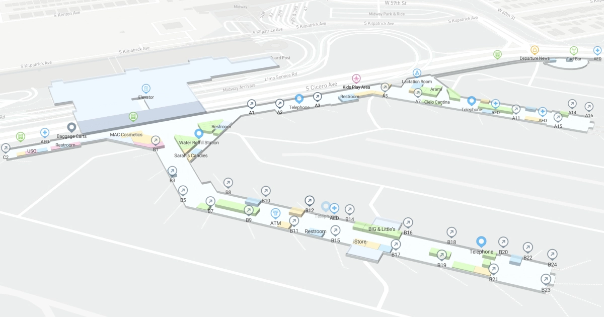 Chicago Midway International Airport Terminal Interactive Map