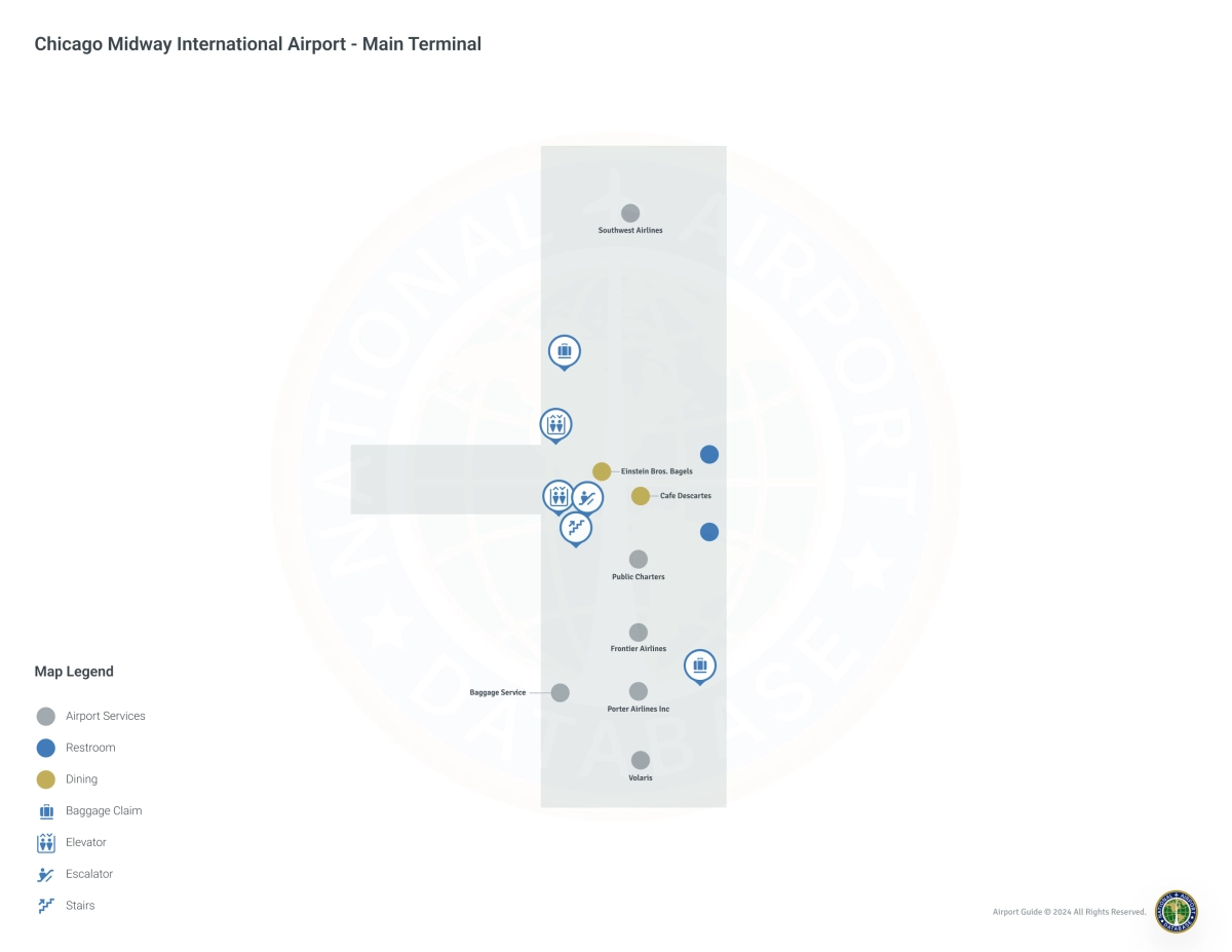 Chicago Midway Airport MDW | Terminal Terminal/Level 1 Map