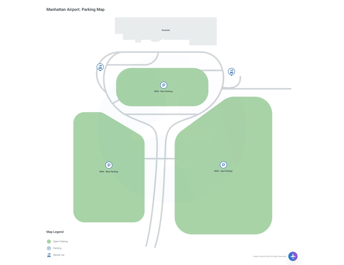 Manhattan Regional Airport (MHK) Parking Map