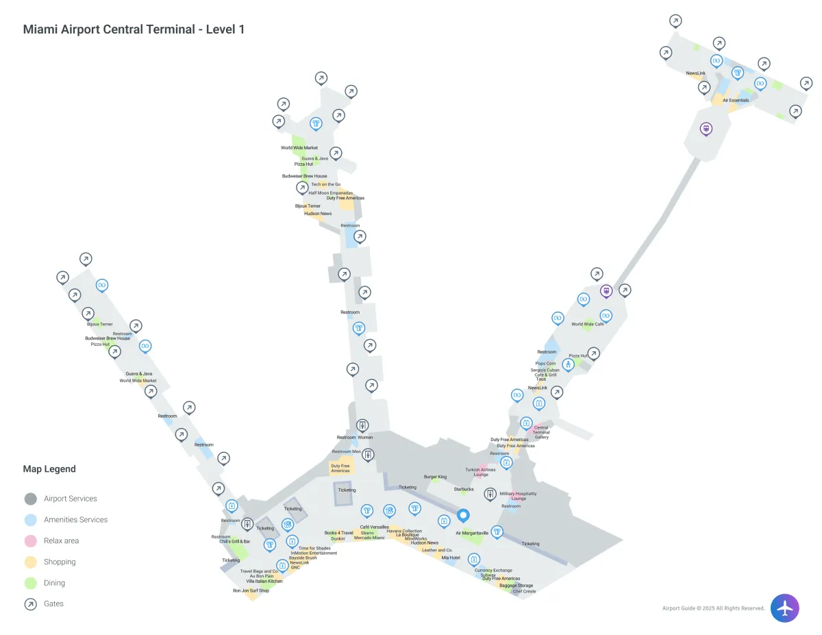 MIA Terminal Central Level 1 map