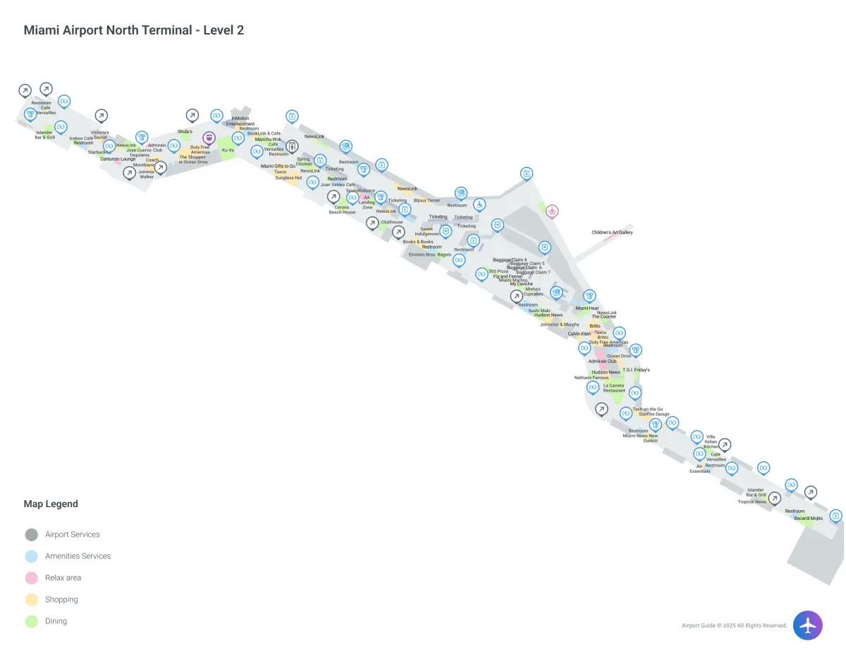 MIA Terminal North Level 1 map