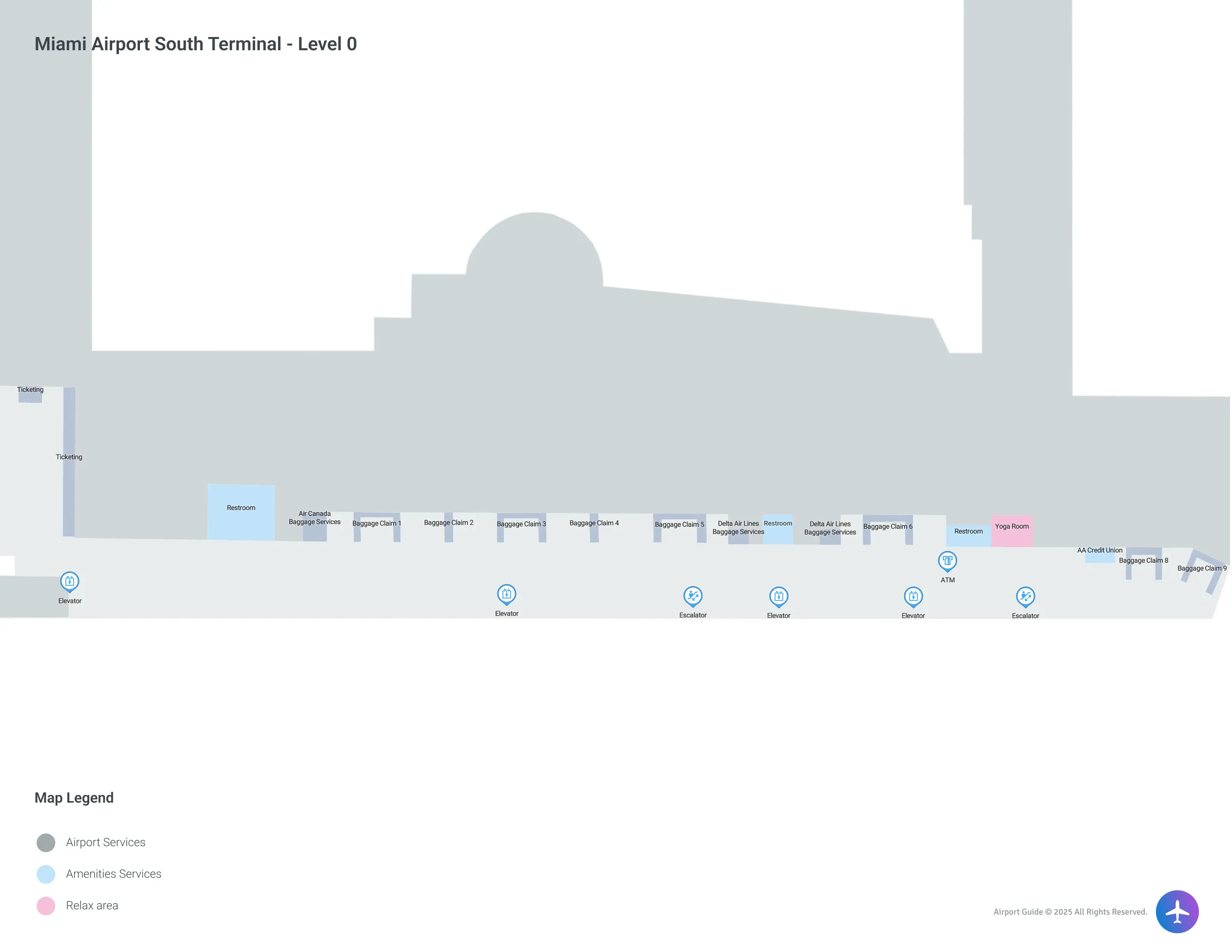 Miami Airport MIA | Terminal South/Level 0 Map