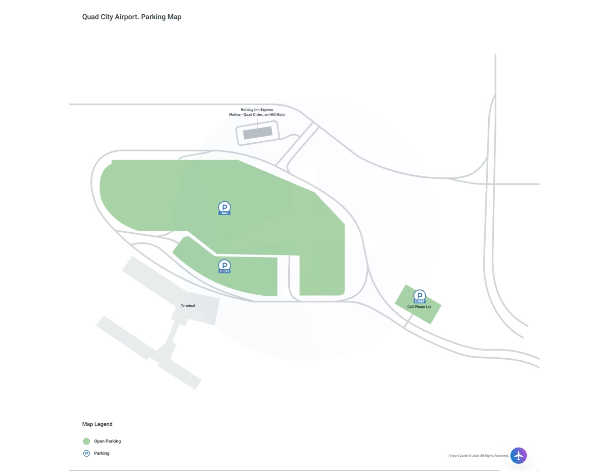 Quad City International Airport (MLI) Parking Map