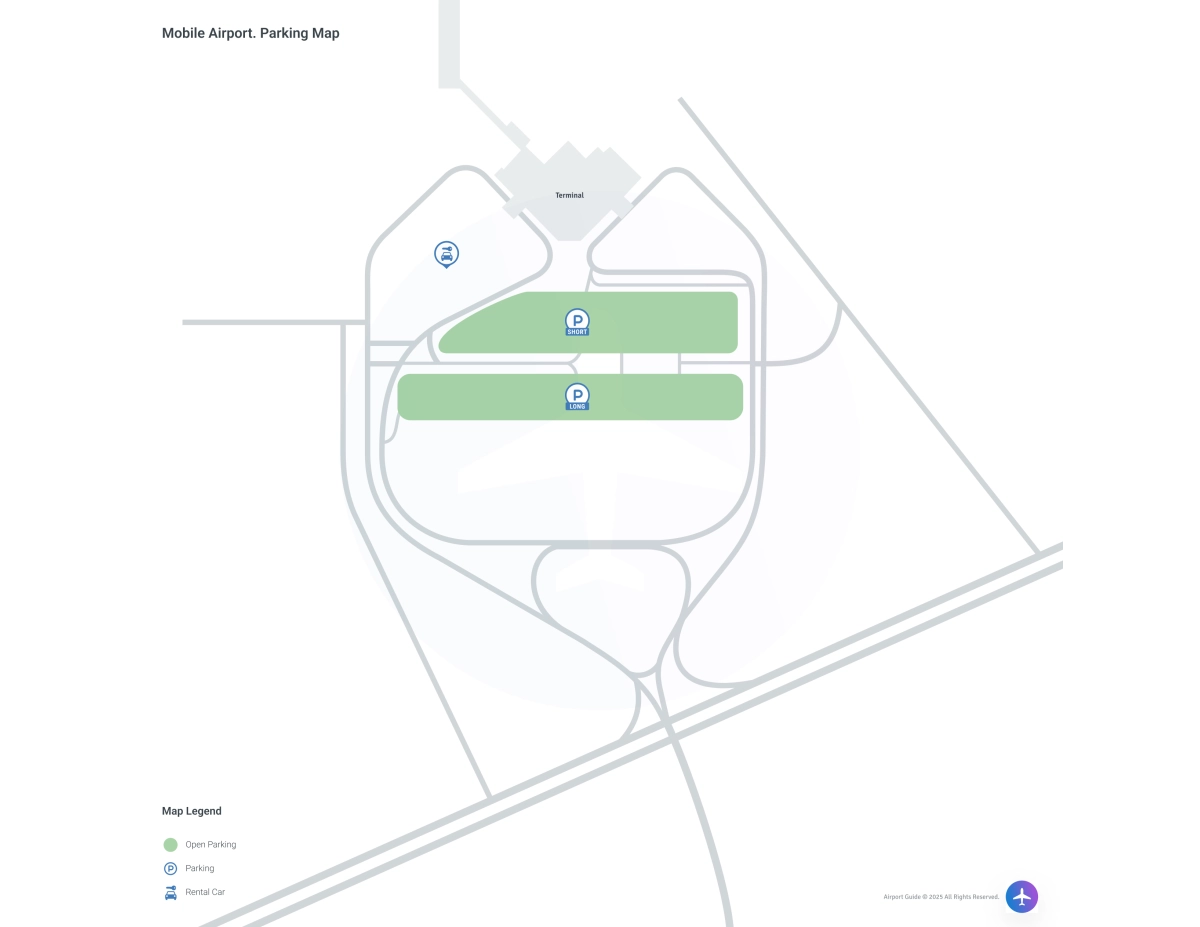 Mobile Regional Airport (MOB) Parking Map