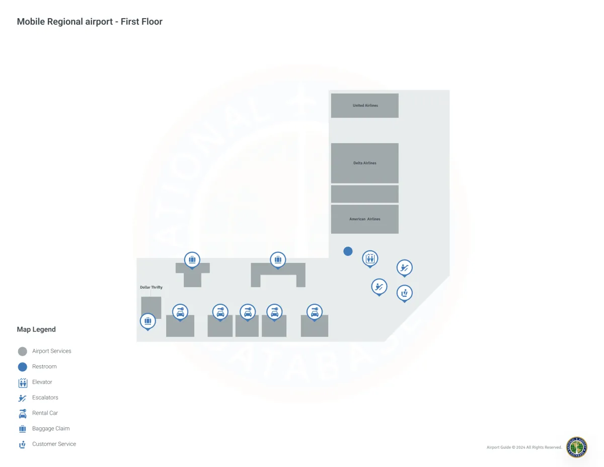 Mobile Airport MOB | Terminal 1/Level 1 Map