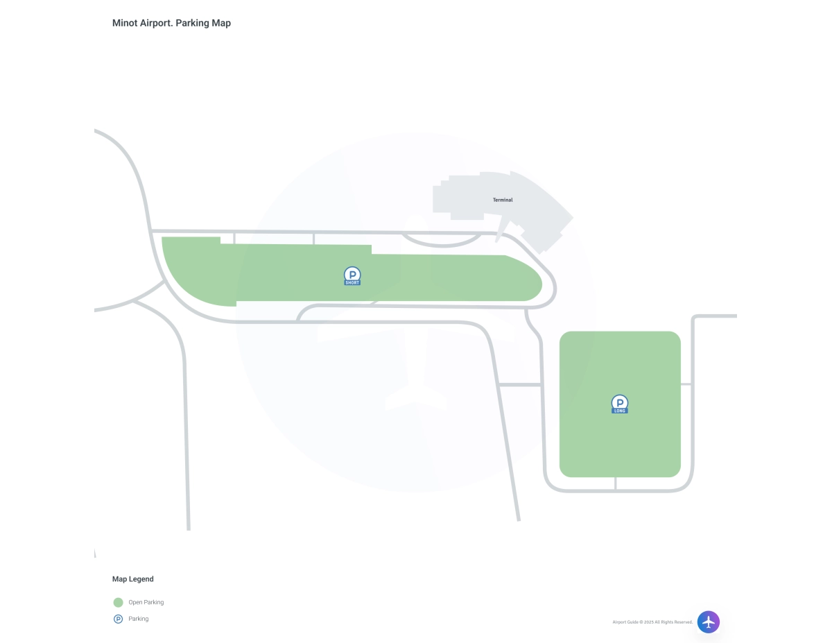 Minot International Airport (MOT) Parking Map