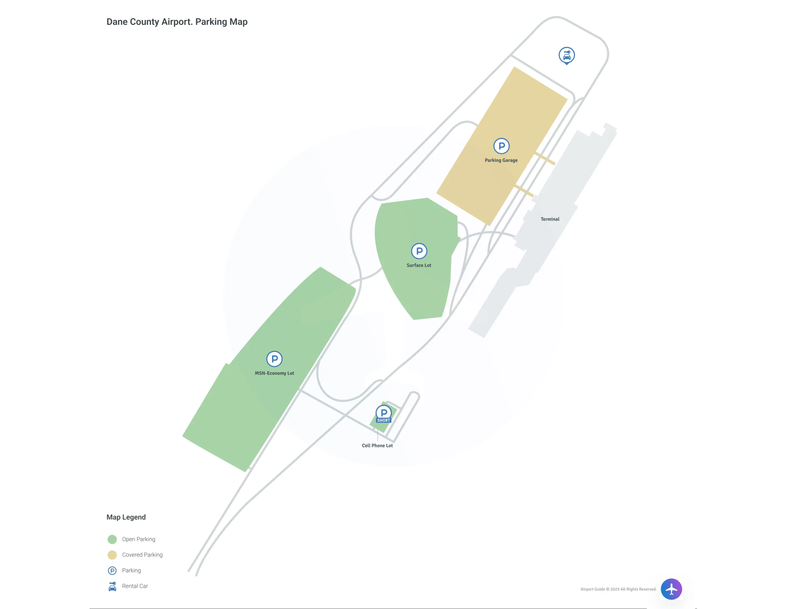 Dane County Regional Airport-Truax Field (MSN) Parking Map