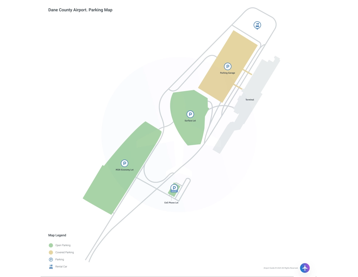 Dane County Regional Airport-Truax Field (MSN) Parking Map