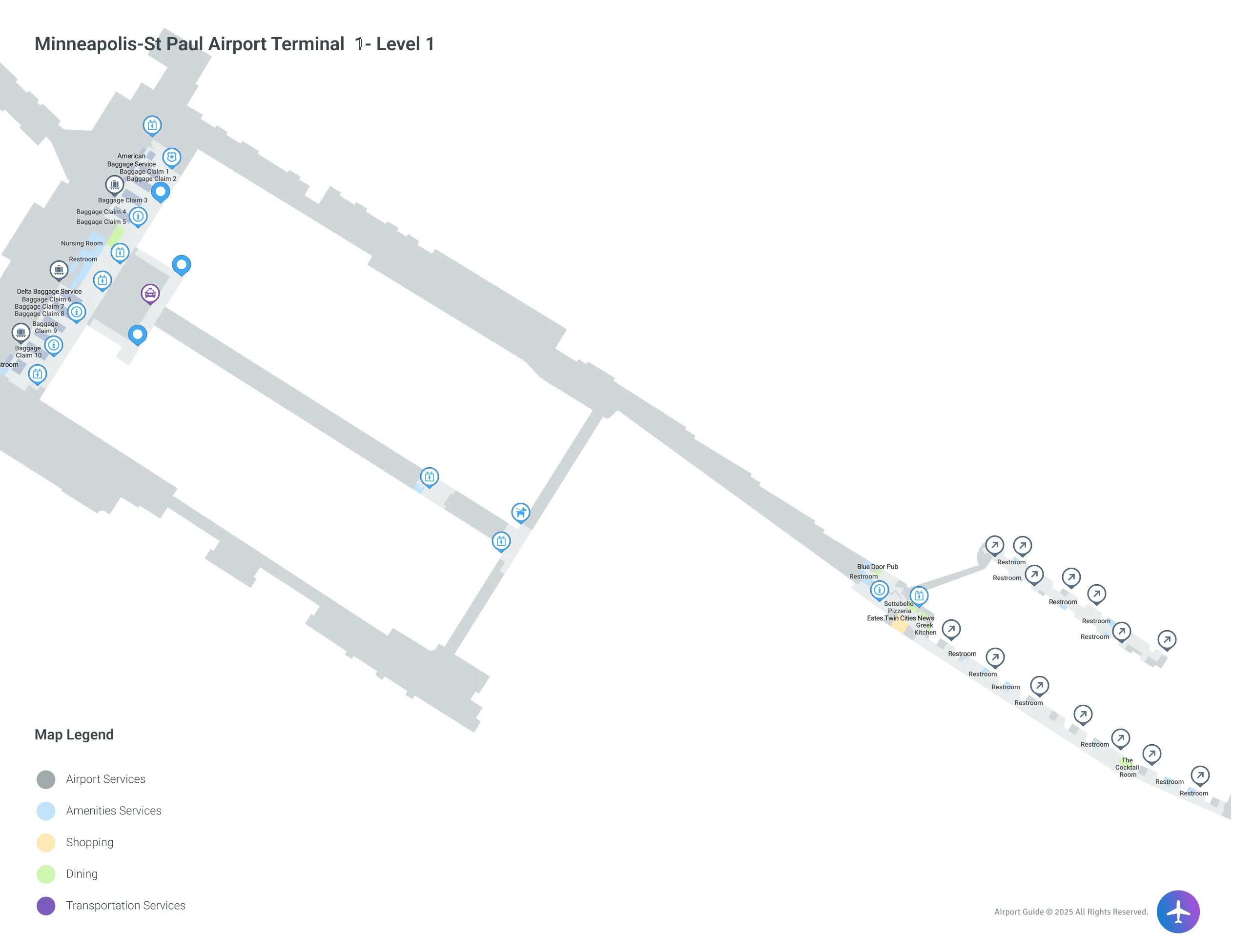 Minneapolis-St Paul Airport MSP | Terminal 1/Level 1 Map