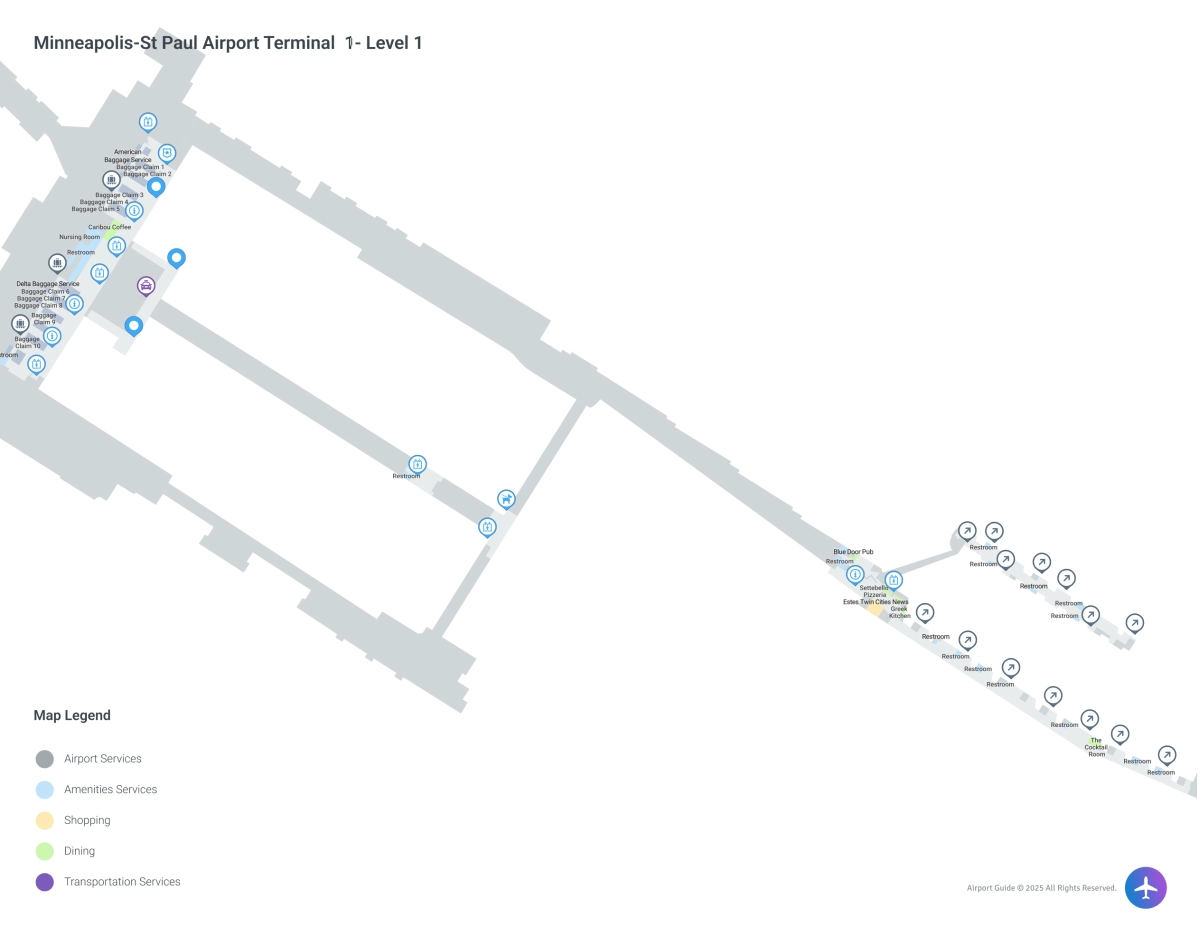 Minneapolis-St Paul Airport MSP | Terminal 1/Level 1 Map