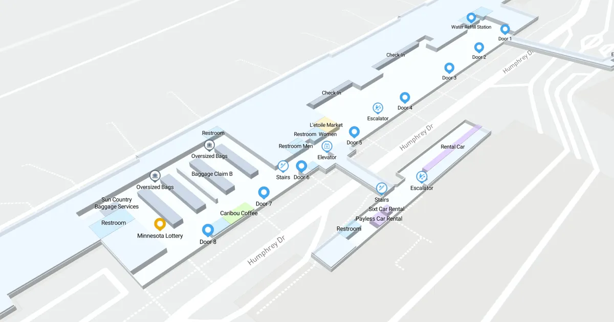 Minneapolis-St Paul International Airport-Wold-Chamberlain Terminal 2 Interactive Map