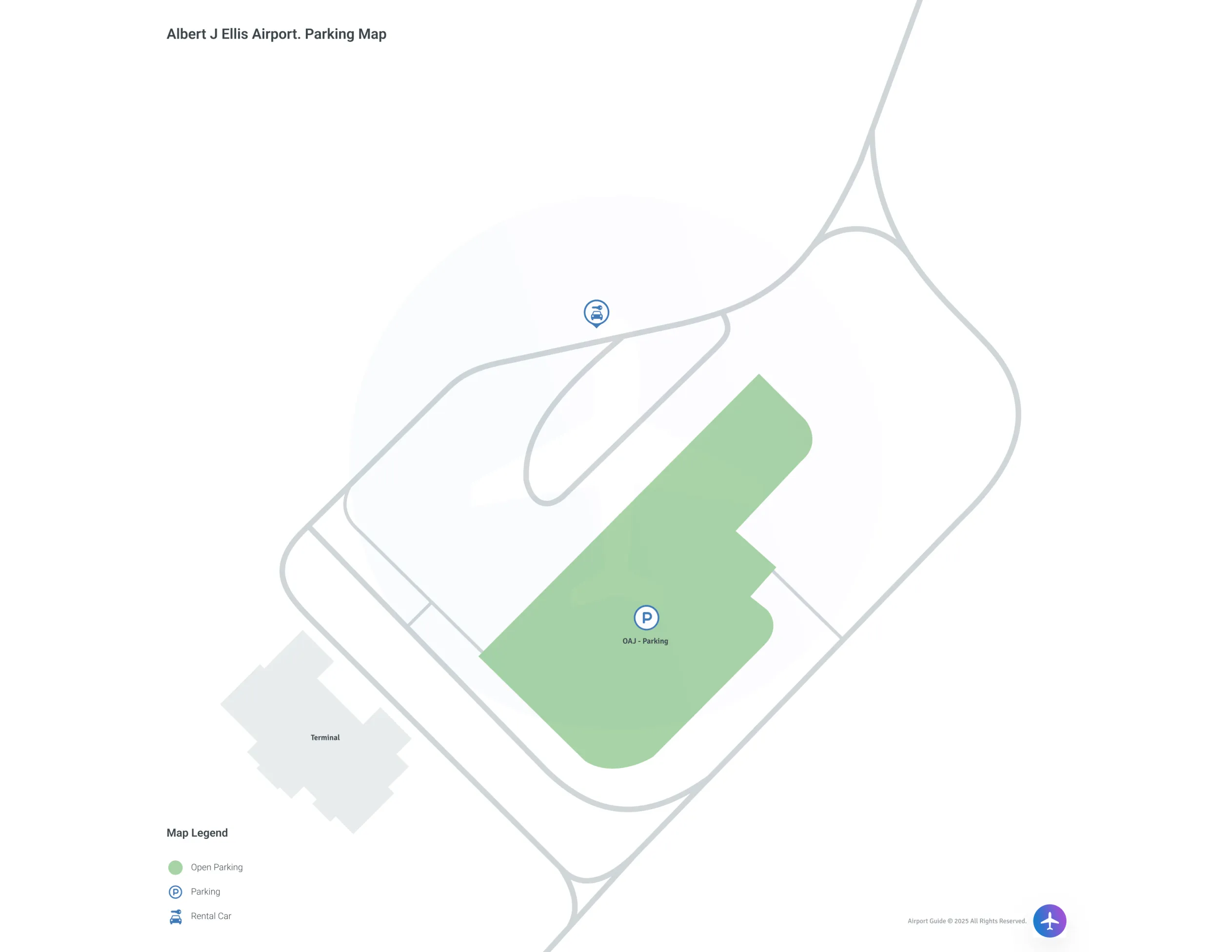 Albert J Ellis Airport (OAJ) Parking Map