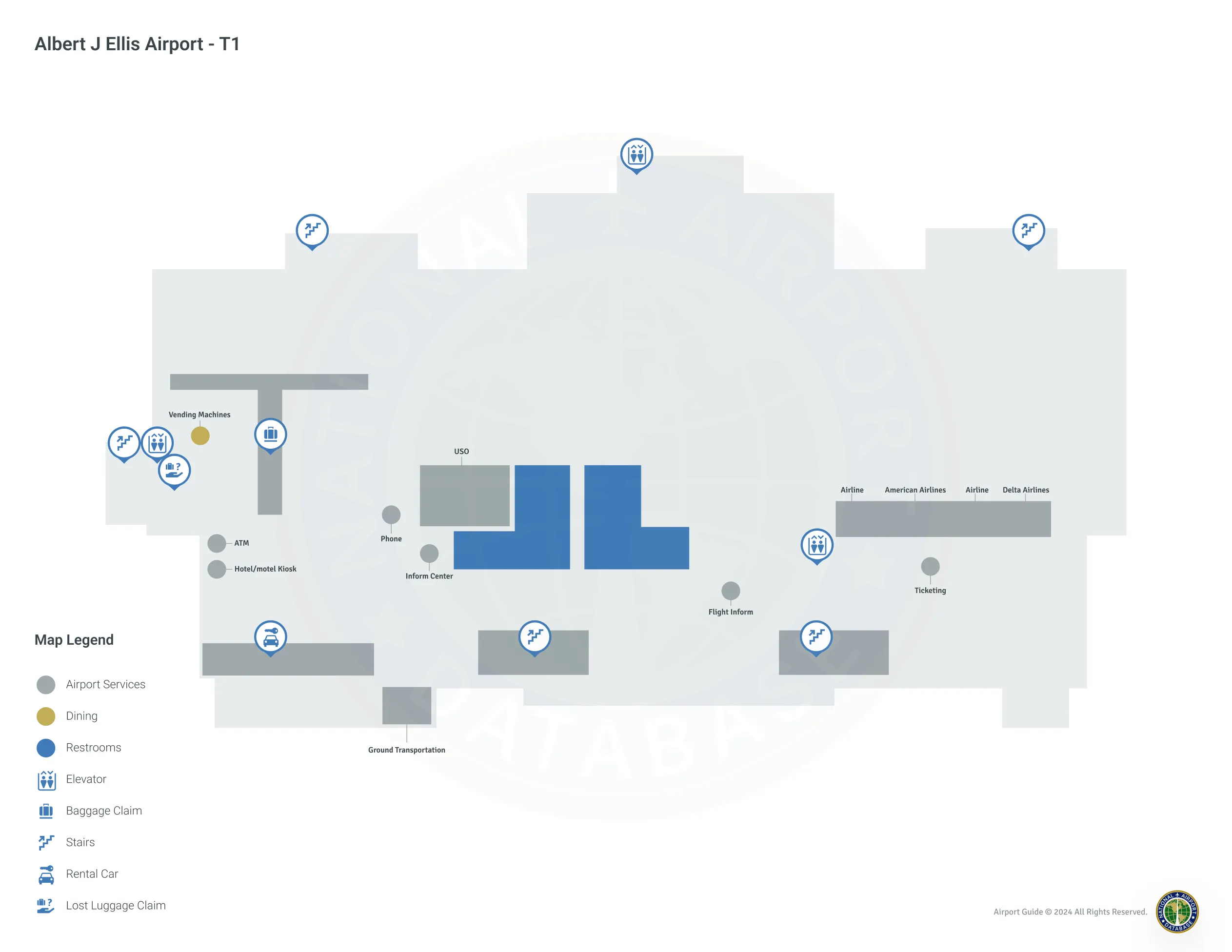 OAJ Terminal / T1 Level Map