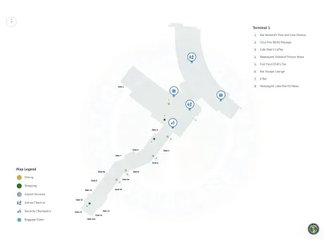 OAK Airport Terminal 1 Map
