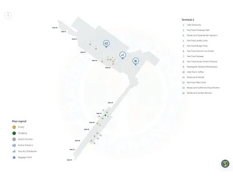 OAK Airport Terminal 2 Map