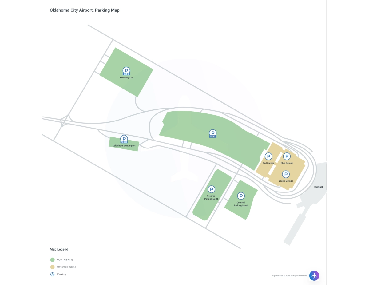 Will Rogers World Airport (OKC) Parking Map