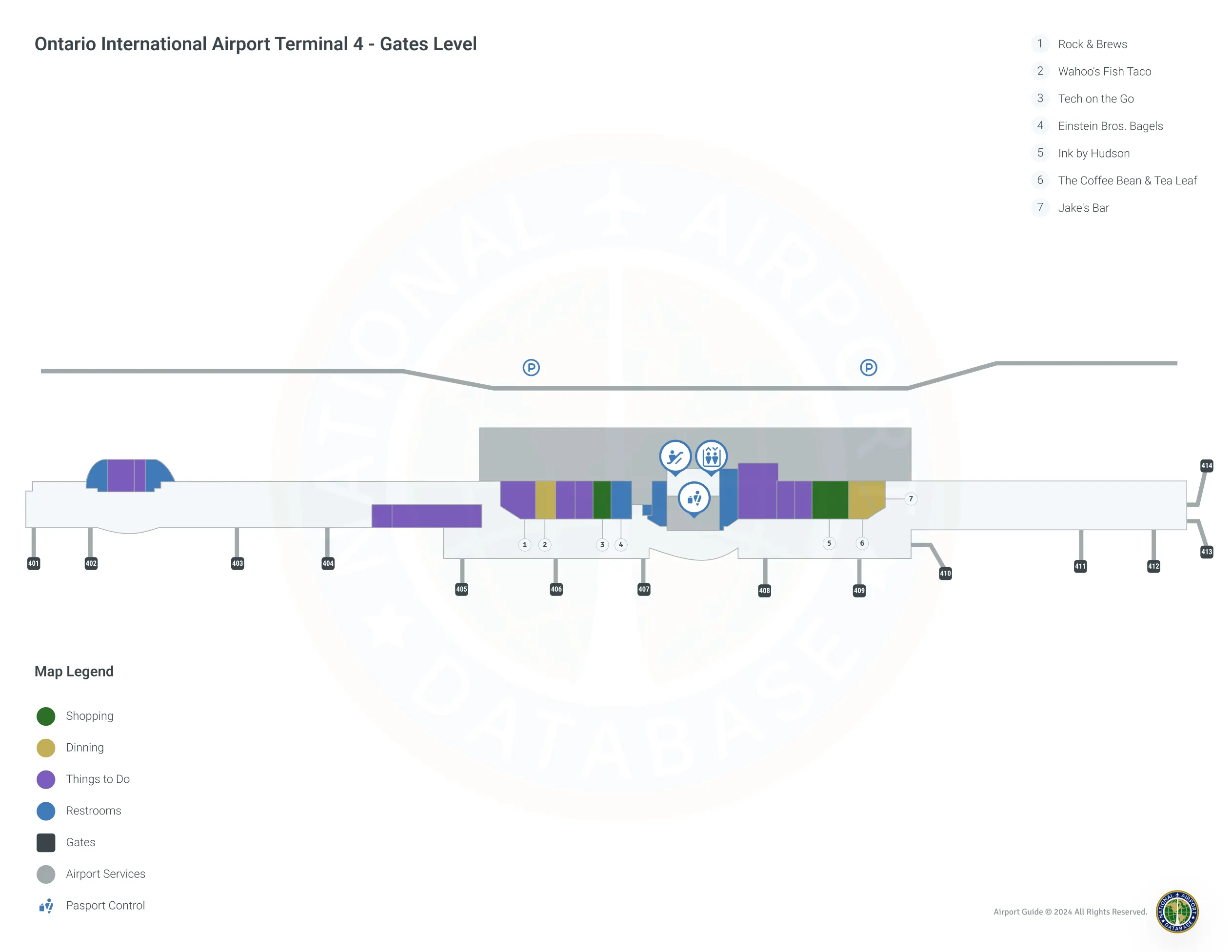 Ontario Airport ONT | Terminal 4/Level 1 Map