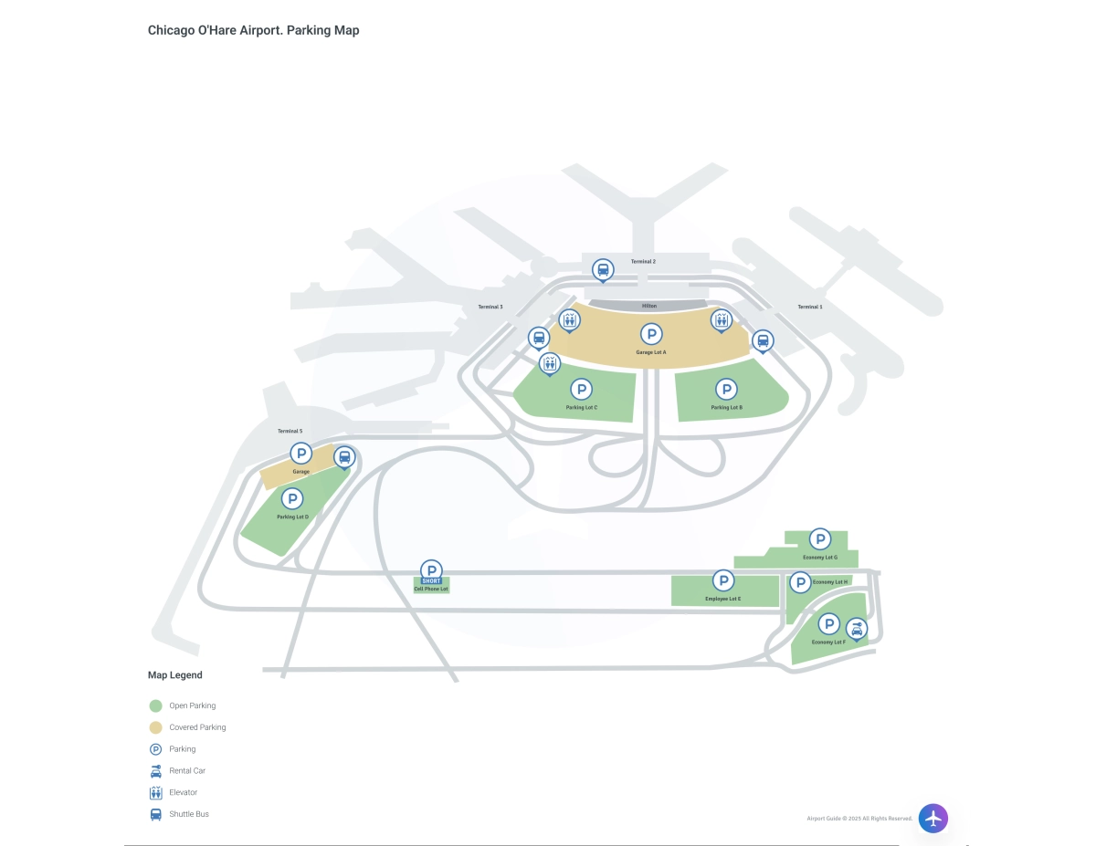 Chicago O'Hare International Airport (ORD) Parking Map