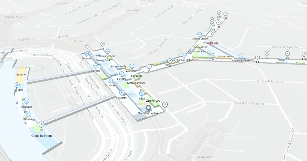 Chicago O'Hare International Airport Terminal 2 Interactive Map