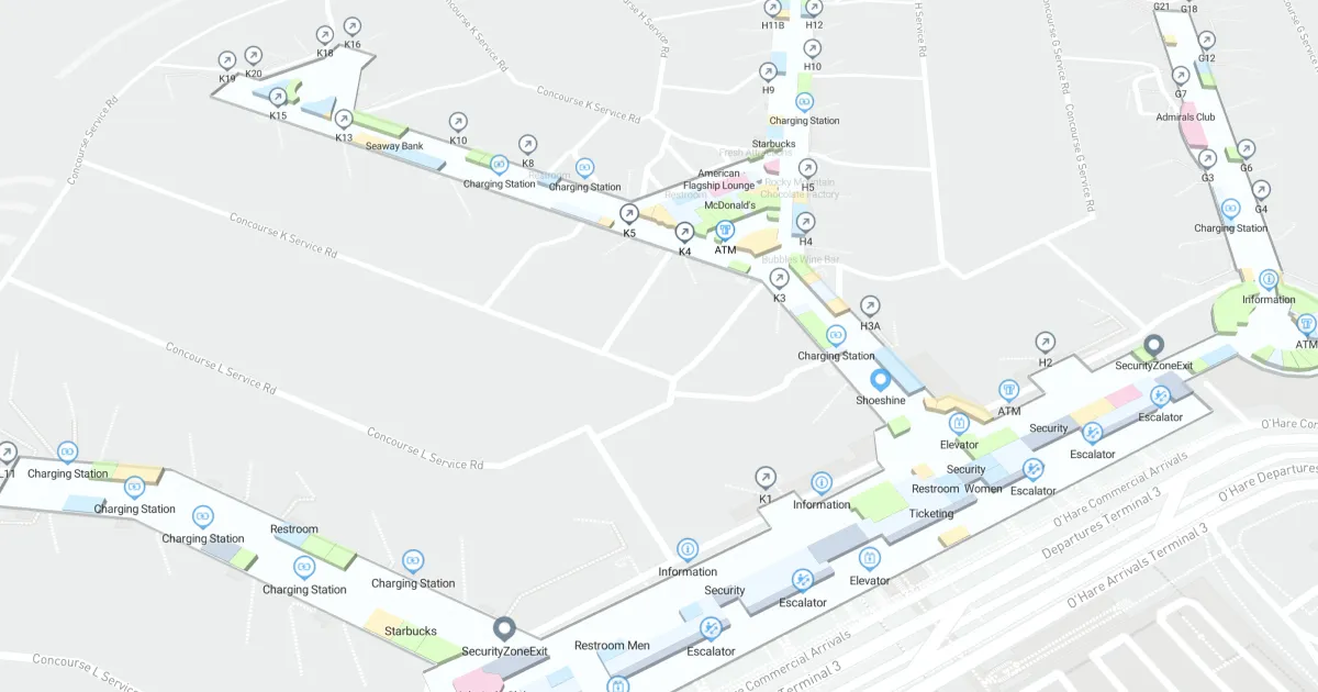 Chicago O'Hare International Airport Terminal 3 Interactive Map