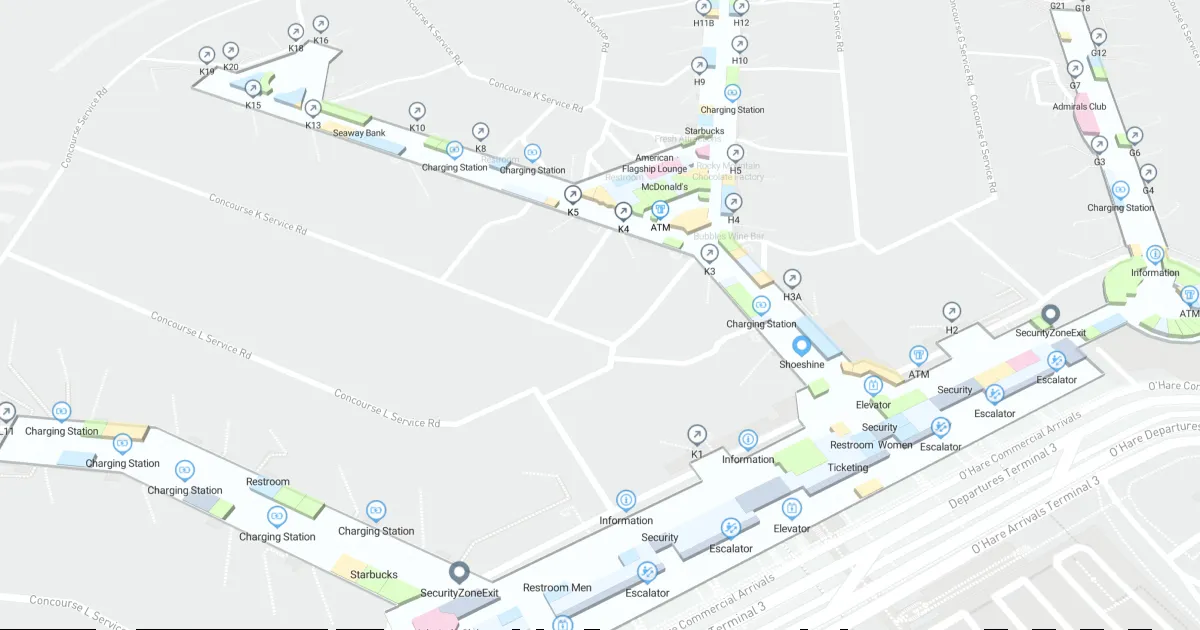 Chicago O'Hare International Airport Terminal 3 Map