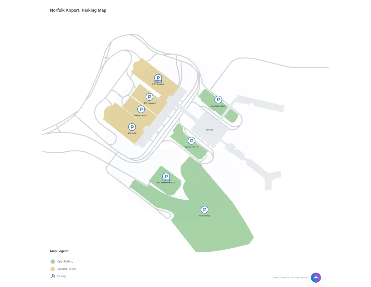 Norfolk International Airport (ORF) Parking Map