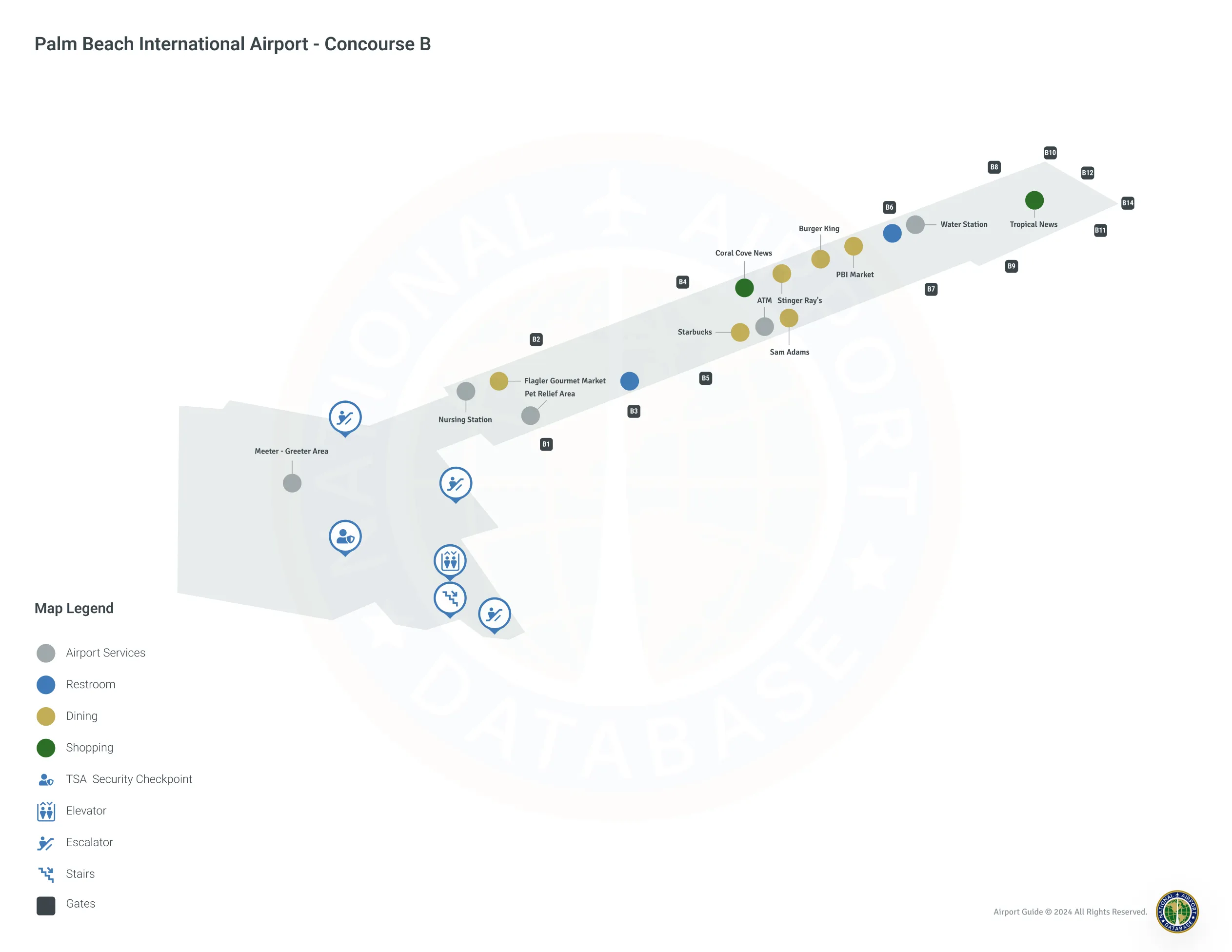 PBI Concourse B Level 1 map