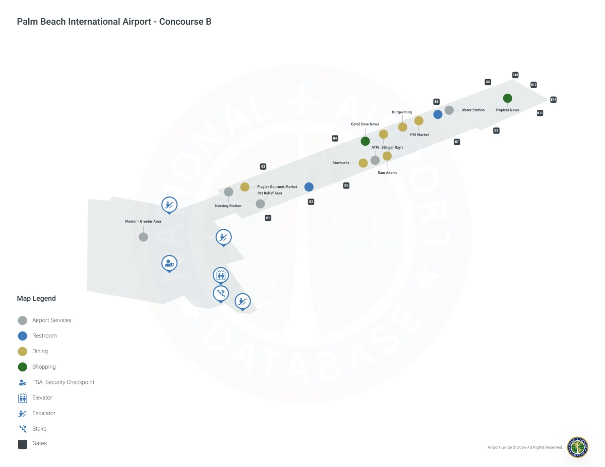 PBI Concourse B / Level 1 Map