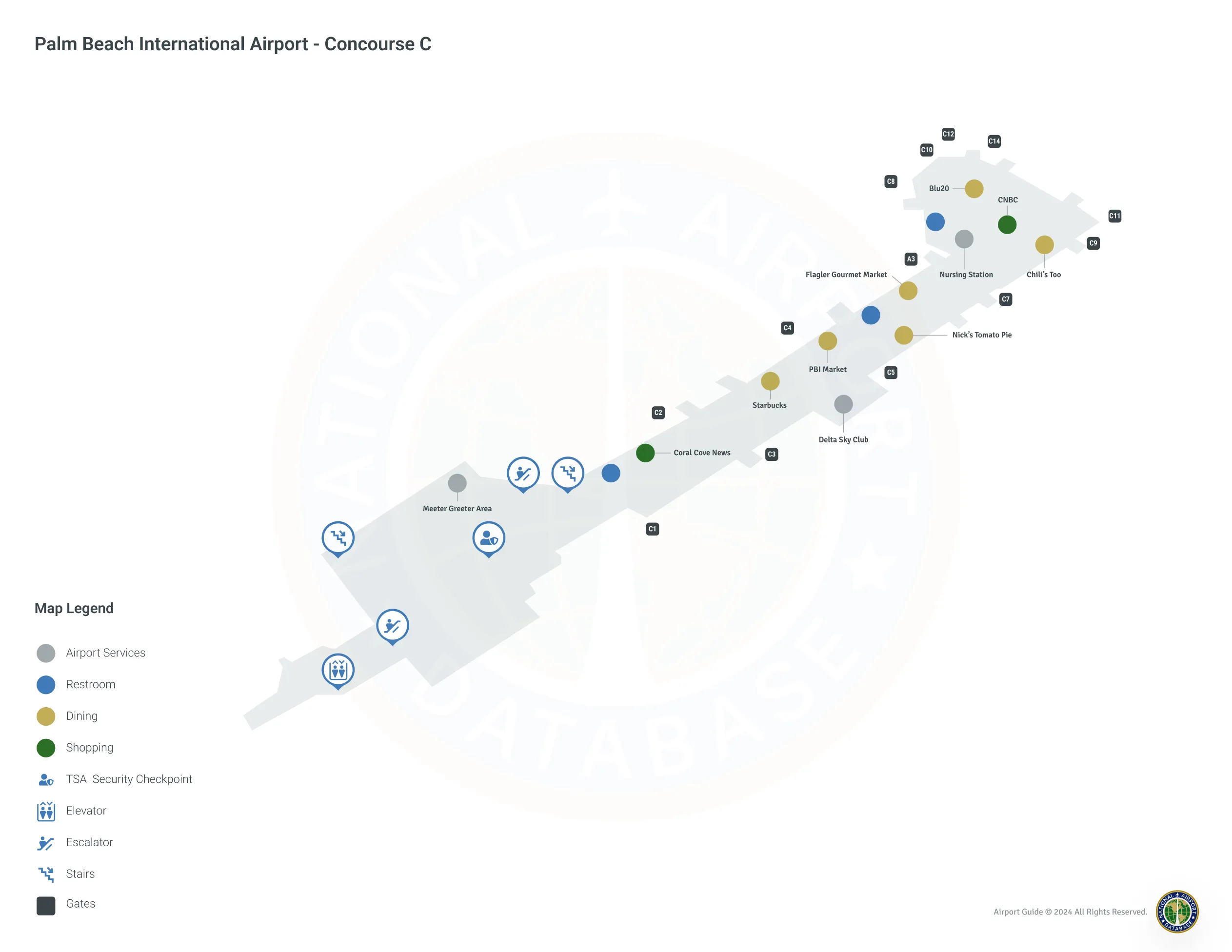 PBI Concourse C Level 1 map
